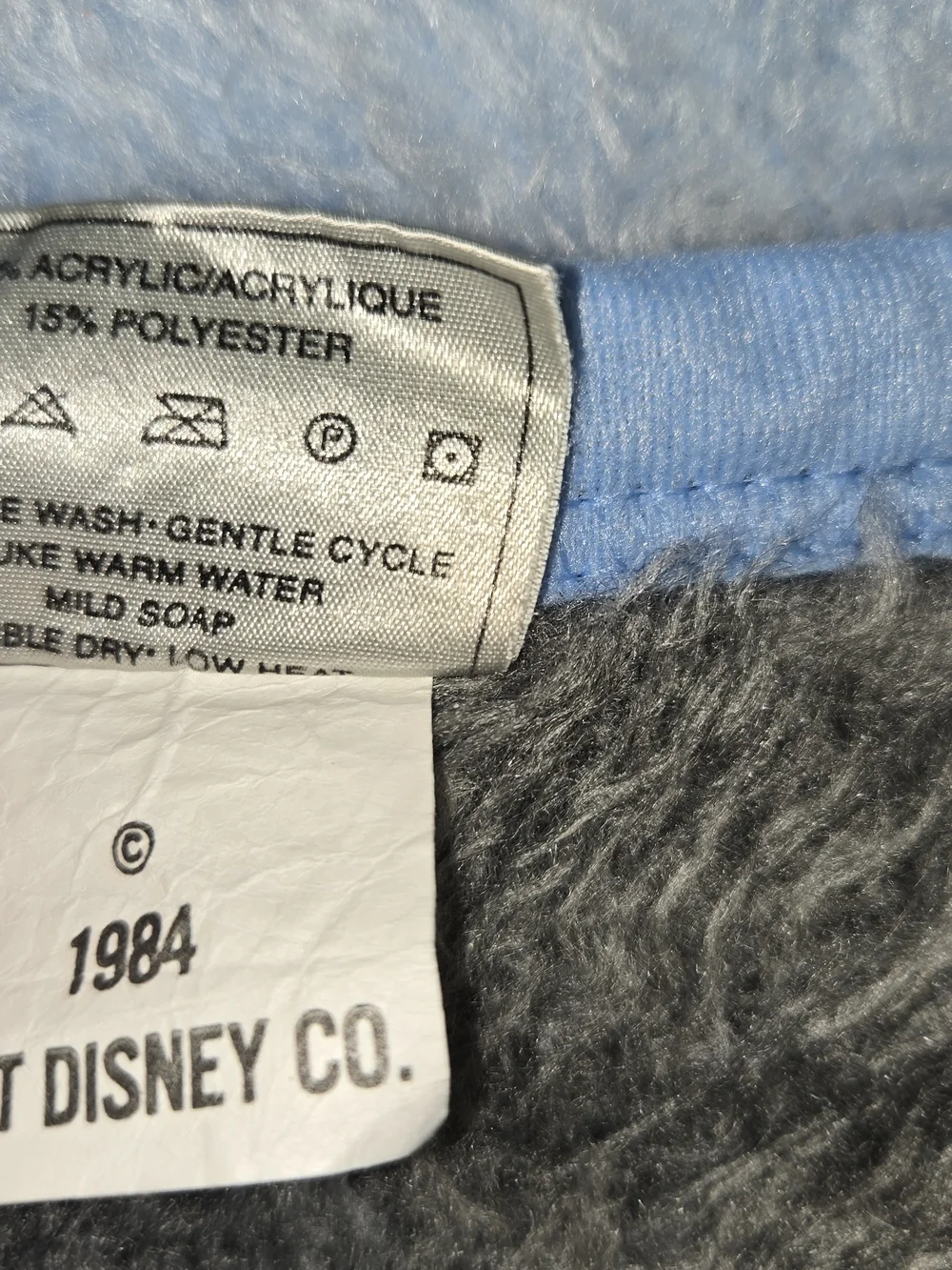 Vintage 1984 Biederlack Disney Babies Mickey Mouse‎ Blue Blocks Baby Blanket USA